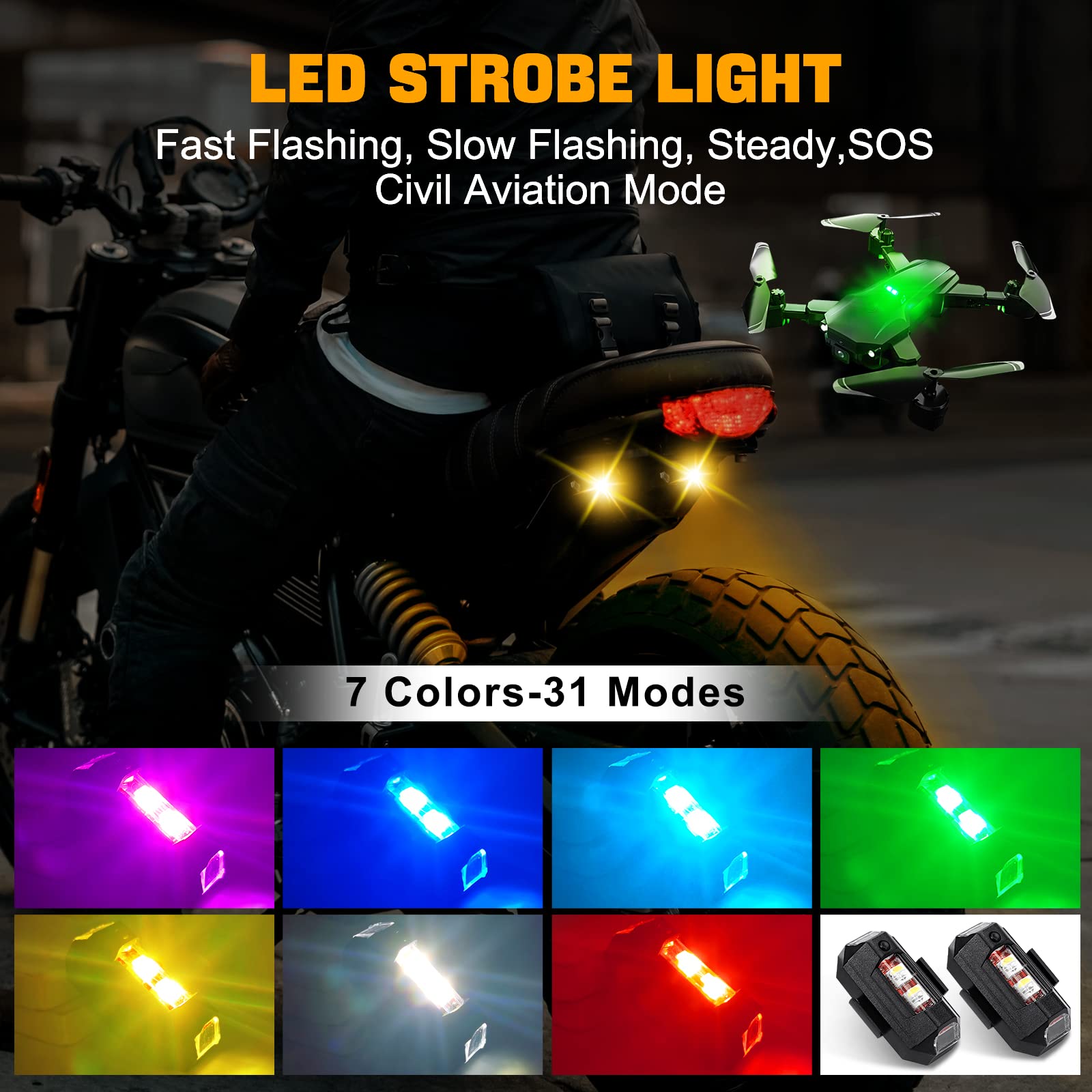 Drone Strobe Light - Lumières de moto Drone lumière stroboscopique