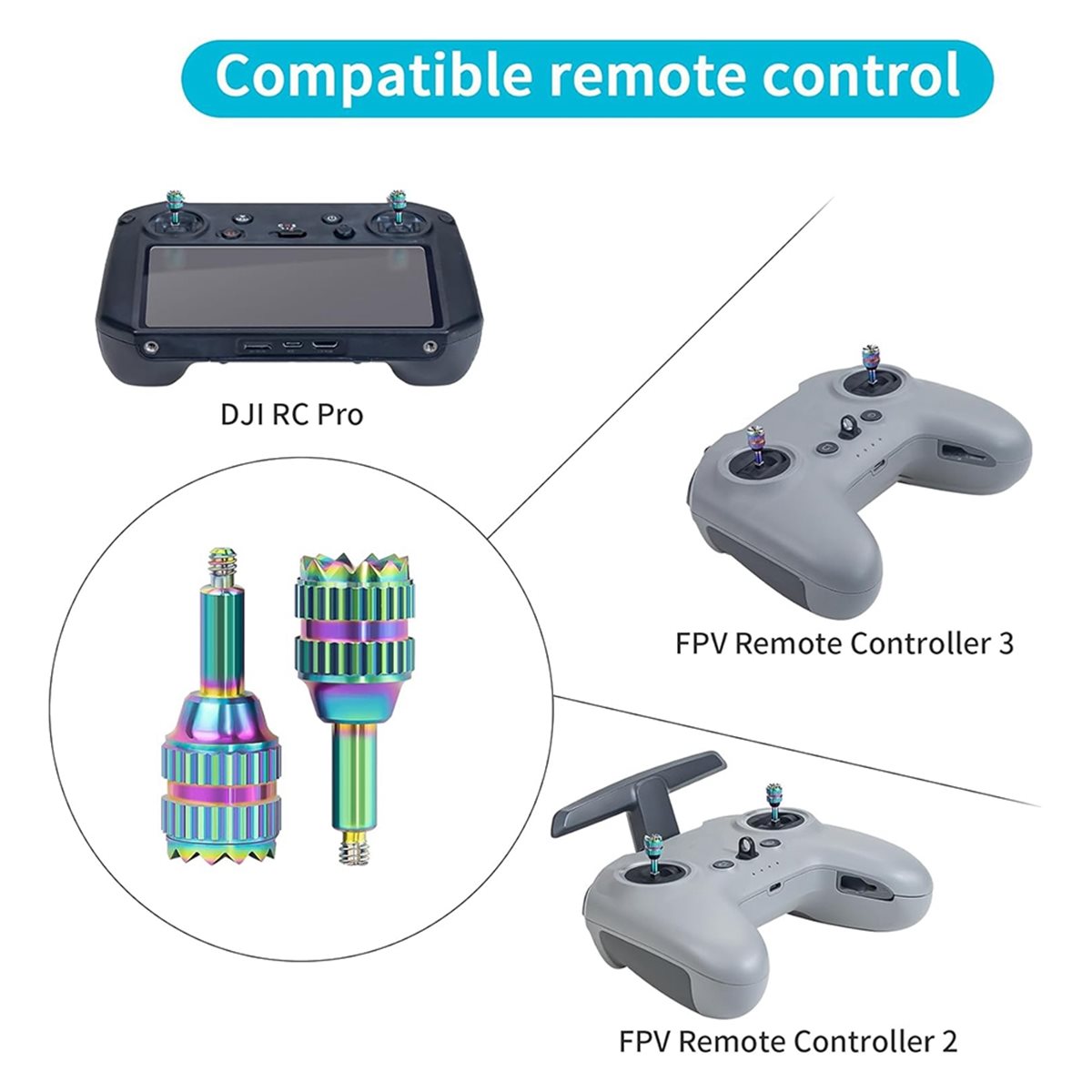 Drone Control Stick - DT75BG 4PCS Manettes de contrôle métalliques,